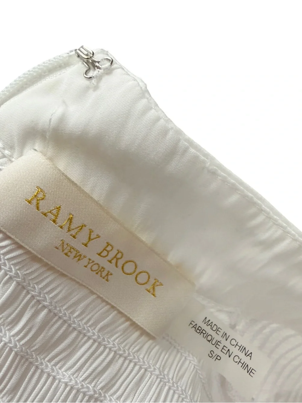 RAMY BROOK Justine Smocked Bell Long Sleeve Blouse White Size Small - Picture 12 of 13